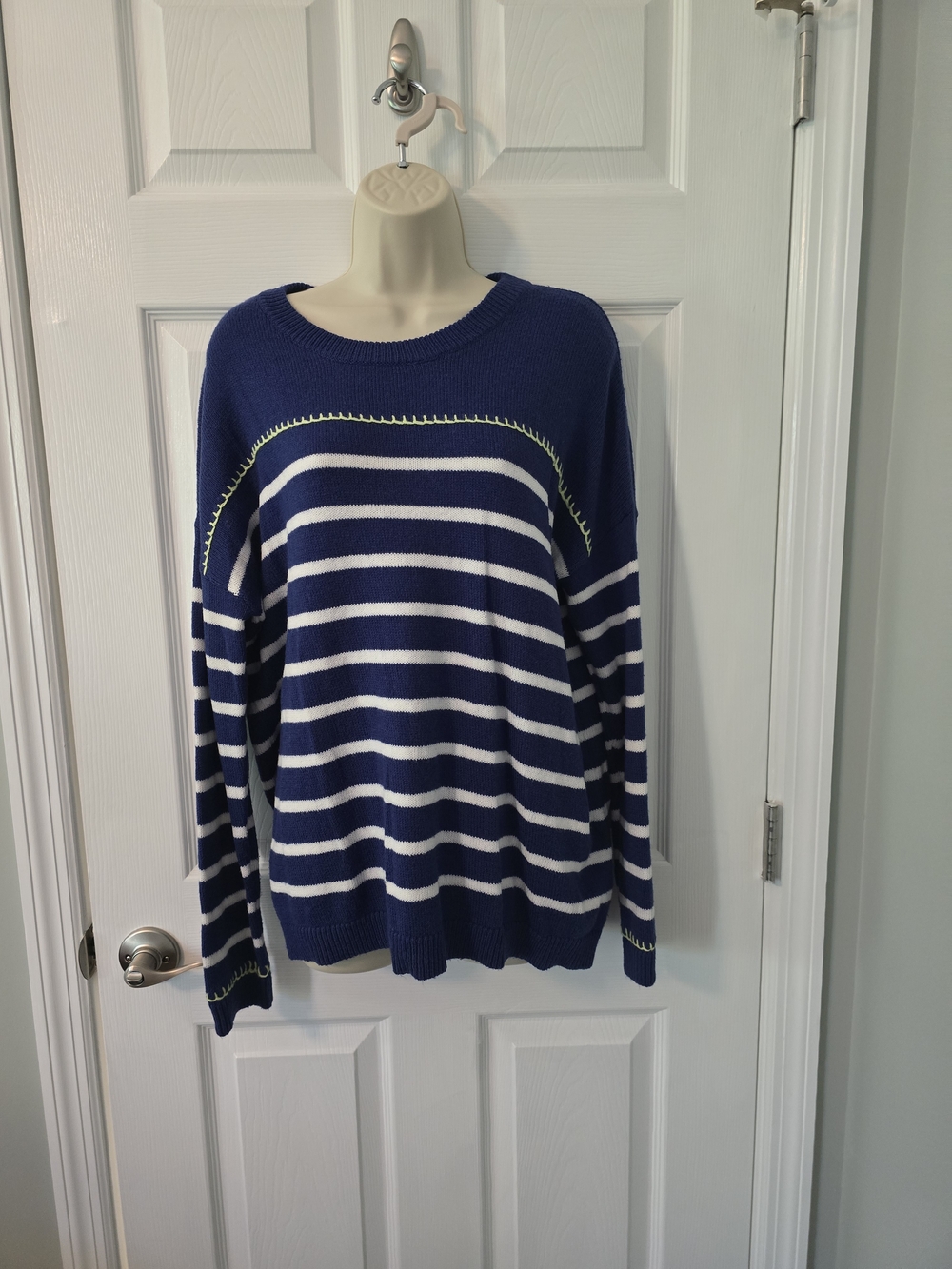 Lilly Pulitzer Navy and White Striped Crewneck Sweater
